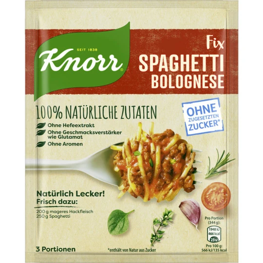 Knorr Natürlich Lecker Spaghetti Bolognese 38G 1 Knorr Natürlich Lecker Spaghetti Bolognese 38G
